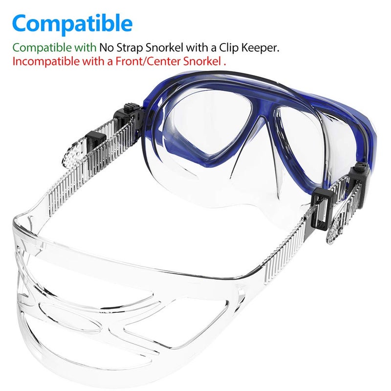 COPOZZ Youth Scuba Mask, Low Volume No Fogging Snorkeling Dive Glasses, Tempered Glass, Blue, Adult, 2 Windows, Silicone Frame, Adjustable Silicone Strap - Image 5